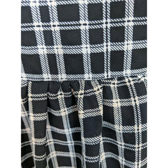 Painted Threads Black and White Sleeveless vPlaid Chiffon Dress Size M - Picture 4 of 6